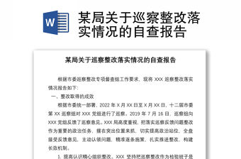 某局關(guān)于巡察整改落實情況的自查報告