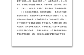 全縣三重一大決策制度落實情況報告范文工作匯報總結(jié)