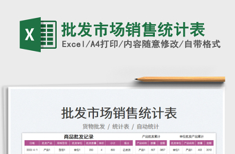 2023批發(fā)市場銷售統(tǒng)計(jì)表免費(fèi)下載