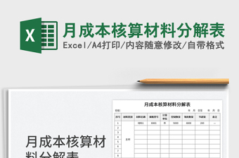 2023月成本核算材料分解表免費(fèi)下載