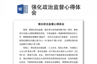 強(qiáng)化政治監(jiān)督心得體會(huì)