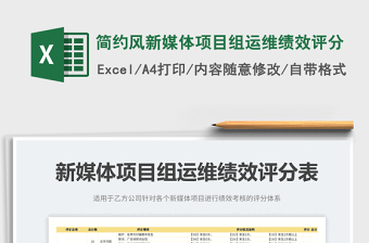 2023簡約風(fēng)新媒體項目組運維績效評分免費下載