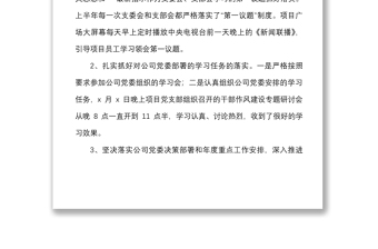2篇2022年上半年工作總結含項目黨支部隧道管理站集團企業(yè)黨建工作匯報