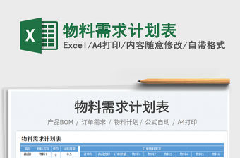 2023物料需求計劃表免費下載