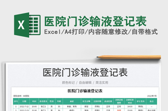 2023醫(yī)院門(mén)診輸液登記表免費(fèi)下載