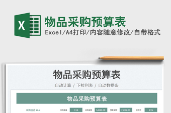 2023物品采購(gòu)預(yù)算表免費(fèi)下載