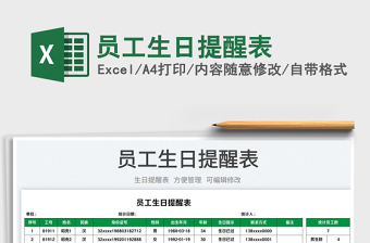 2023員工生日提醒表免費(fèi)下載