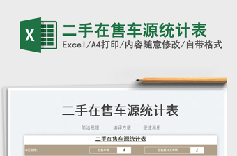 2023二手在售車源統(tǒng)計表免費下載
