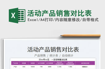 2023活動產品銷售對比表免費下載