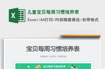 2023兒童寶貝每周習慣培養(yǎng)表免費下載