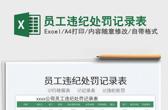 2023員工違紀(jì)處罰記錄表免費下載