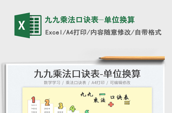 2023九九乘法口訣表-單位換算免費(fèi)下載