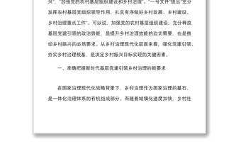 關于全市黨建引領鄉(xiāng)村治理創(chuàng)新的調研報告范文