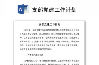 支部黨建工作計劃