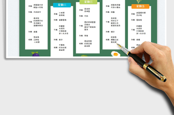 2023幼兒園開學一周食譜表免費下載