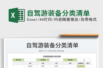 2023自駕游裝備分類清單免費(fèi)下載