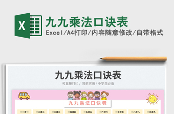 2023九九乘法口訣表免費下載
