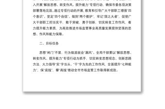 關于開展“解放思想、轉變作風、提升能力”專項行動實施方案