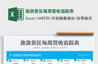 2023旅游景區(qū)每周營收追蹤表免費下載