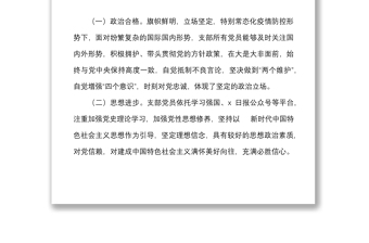 上半年黨支部黨員思想狀況分析報告范文工作匯報總結(jié)