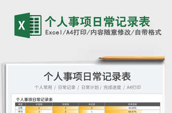 2023個(gè)人事項(xiàng)日常記錄表免費(fèi)下載