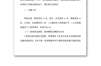 支部三年總結(jié)局機關(guān)黨支部三年換屆工作總結(jié)范文換屆工作匯報報告