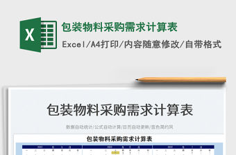 2023包裝物料采購(gòu)需求計(jì)算表免費(fèi)下載