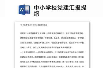 中小學(xué)校黨建匯報提綱