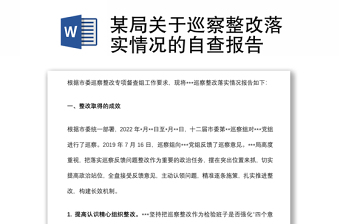 某局關(guān)于巡察整改落實(shí)情況的自查報(bào)告