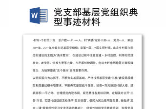 黨支部基層黨組織典型事跡材料