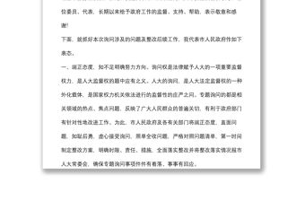 在人大服務業專題質詢會上的表態發言