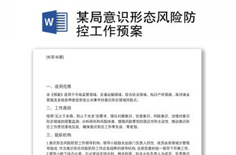 某局意識形態風險防控工作預案