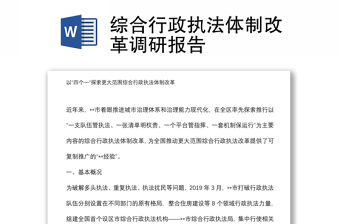 綜合行政執法體制改革調研報告