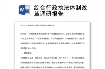 綜合行政執(zhí)法體制改革調(diào)研報(bào)告