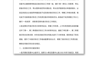 某單位意識形態(tài)工作開展情況自查報告