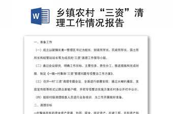 鄉鎮農村“三資”清理工作情況報告