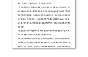 党支部班子“迎盛会、铸忠诚、强担当、创业绩”主题教育专题组织生活会对照检查材料