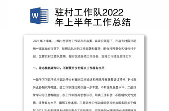 駐村工作隊2022年上半年工作總結