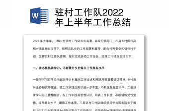 駐村工作隊(duì)2022年上半年工作總結(jié)
