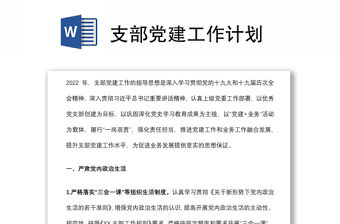 支部黨建工作計劃