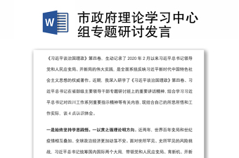 市政府理論學(xué)習(xí)中心組專題研討發(fā)言