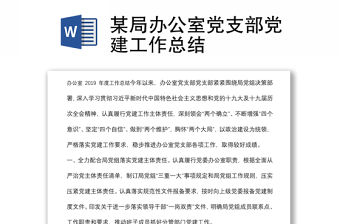 某局辦公室黨支部黨建工作總結