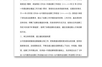 某國有企業黨委一屆任期巡察工作總結報告