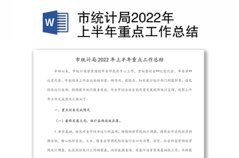 市統(tǒng)計(jì)局2022年上半年重點(diǎn)工作總結(jié)