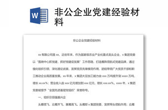 非公企業黨建經驗材料