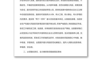 縣長圍繞統籌發展安全防范重大風險的研討發言