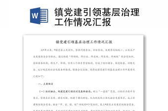 鎮(zhèn)黨建引領基層治理工作情況匯報