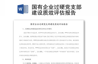 國(guó)有企業(yè)過硬黨支部建設(shè)質(zhì)效評(píng)估報(bào)告