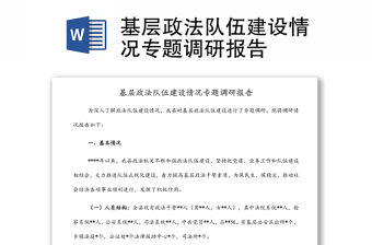 基層政法隊(duì)伍建設(shè)情況專(zhuān)題調(diào)研報(bào)告