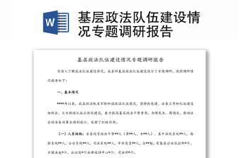 基層政法隊伍建設情況專題調研報告